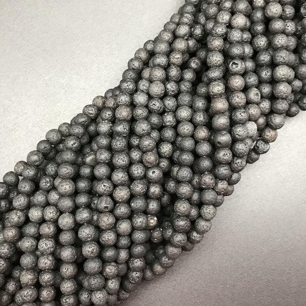 Black Lava 6mm Round Beads