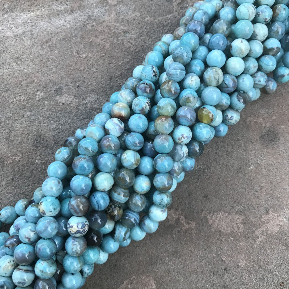 Montana (Pale) Agate Round Beads - 8mm, Nomad Bead Merchants