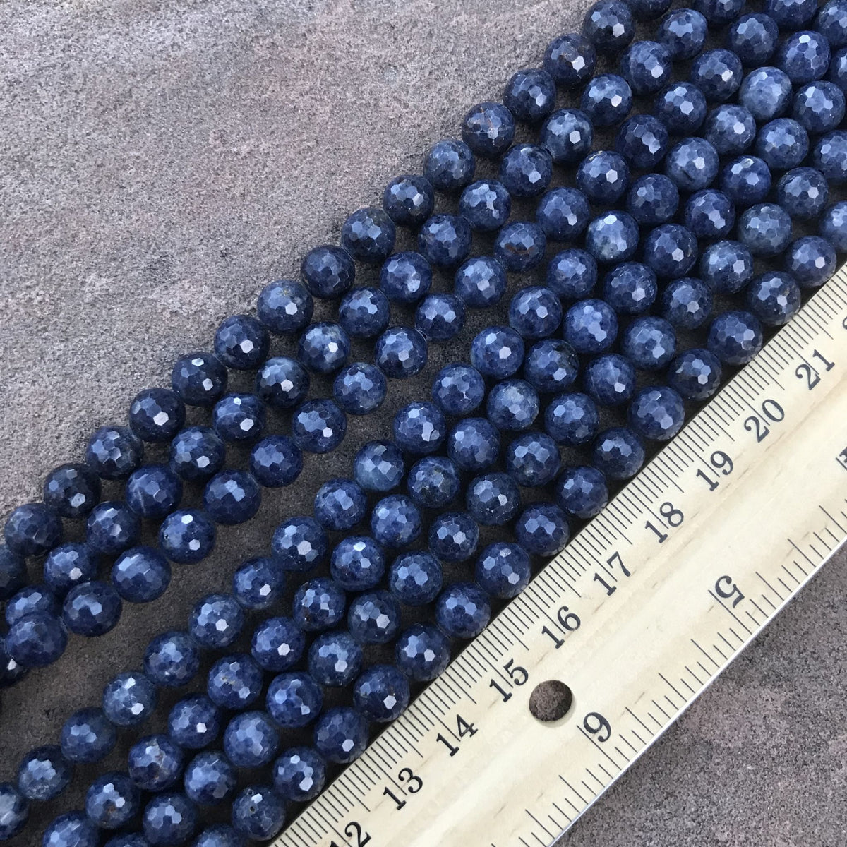 Blue Sapphire 5-8mm Smooth Rondelle Shape A Grade Multi Strand Beads Necklace - Total 2 Strands of 18-19 inch.