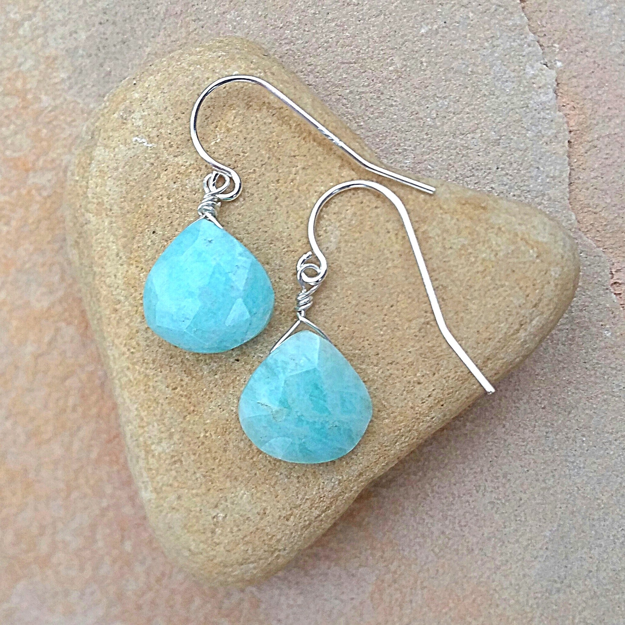 Amazonite Drop Earrings - Rubarb Jewelry