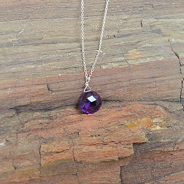 Purple Quartz Drop Pendant Necklace - Rubarb Jewelry