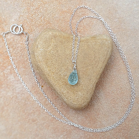 Aquamarine Drop Pendant Necklace - Rubarb Jewelry