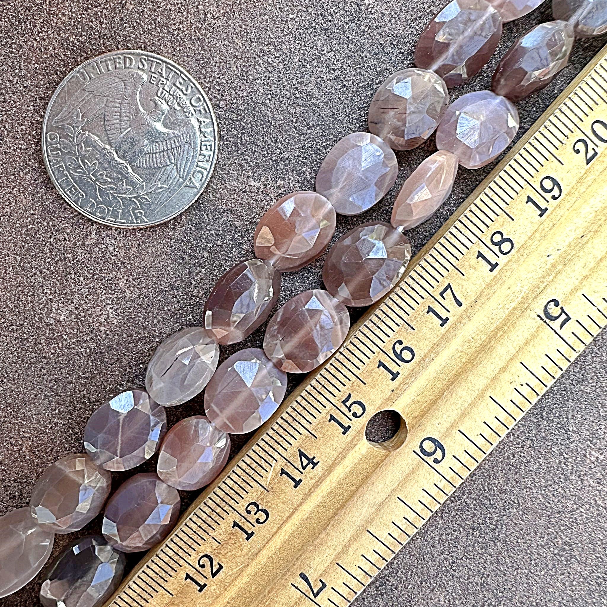 8 Inches CHOCOLATE MOONSTONE COATED Faceted Cube Shape Natural Gemstone Briolette shops Center Drill Beads Line | Moonstone For Jewelry | Gemmore