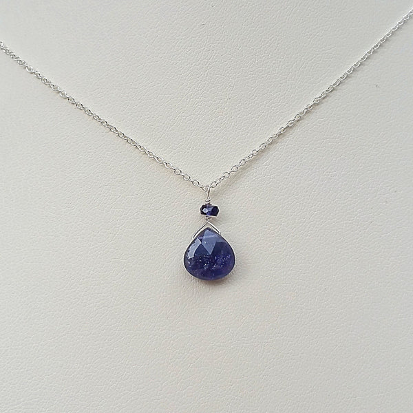 Iolite Drop Pendant Necklace - Rubarb Jewelry