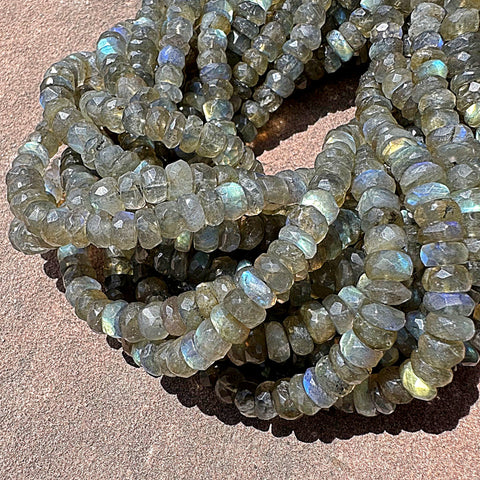 Labradorite Faceted Rondelle Beads - 7mm