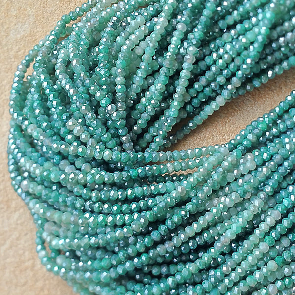 Moonstone Ombre Green Faceted Rondelle 3mm Beads