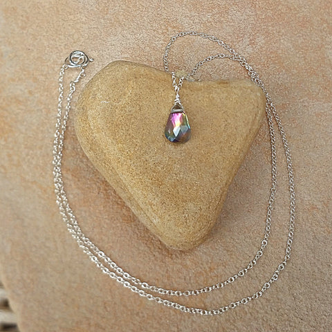 Mystic Quartz Drop Pendant Necklace - Rubarb Jewelry