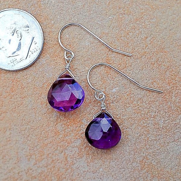 Purple Quartz Drop Earrings - Rubarb Jewelry