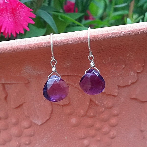 Purple Quartz Drop Earrings - Rubarb Jewelry