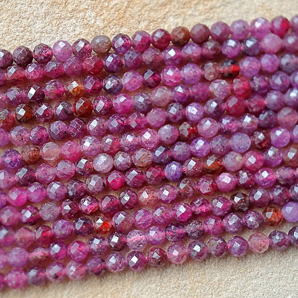 Ruby Faceted Round Beads - 5mm