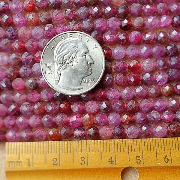 Ruby Faceted Round Beads - 5mm