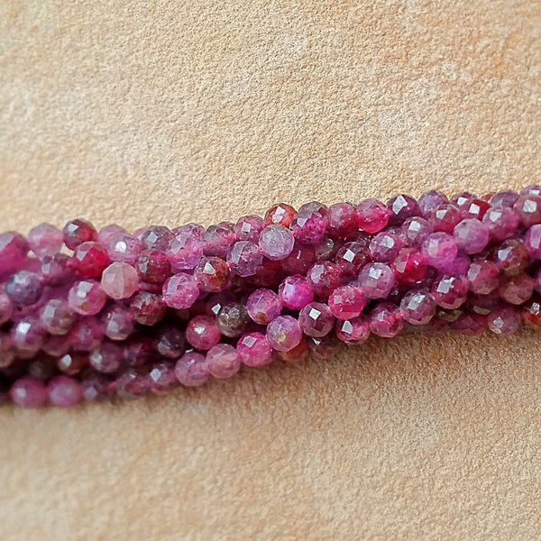 Ruby Faceted Round Beads - 5mm