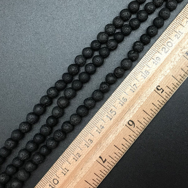 Black Lava 6mm Round Beads