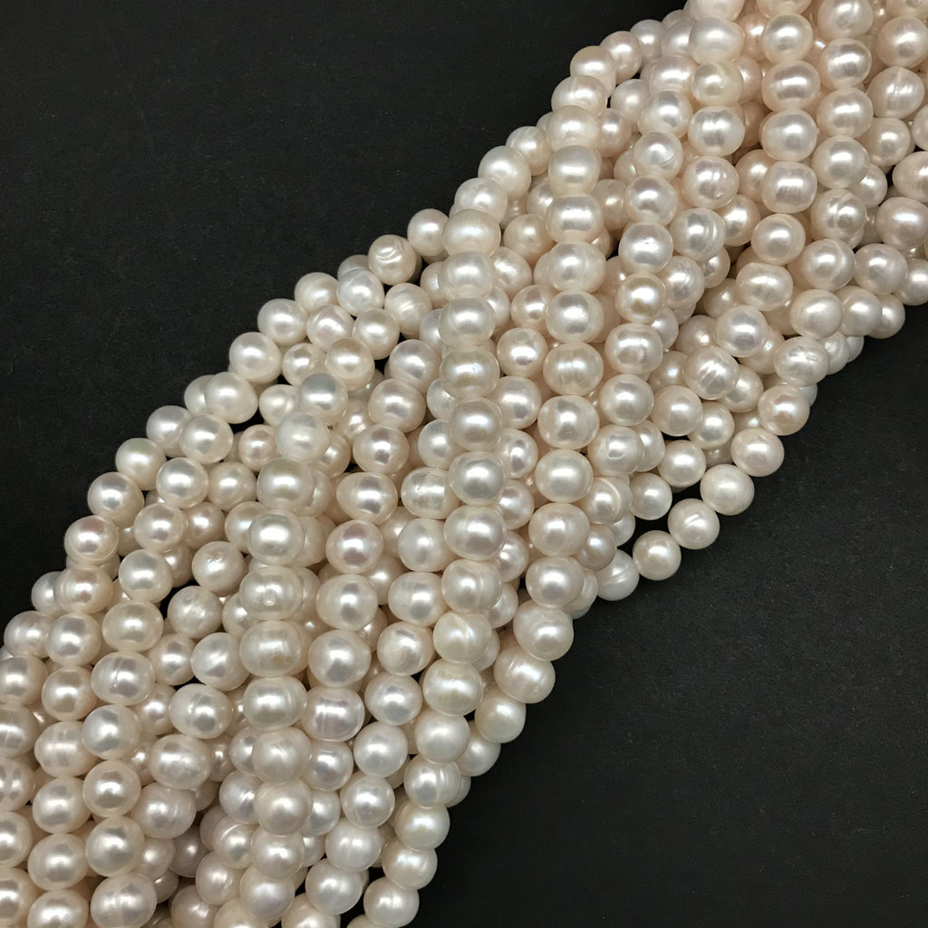 Pearls, Large White 10mm Potato – Nomad Beads