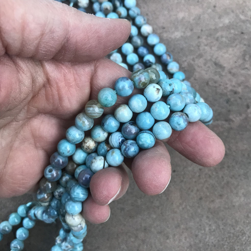 3 Sizes Coloured Blue Agate Beads, Gemstone Agate, 6mm 8mm 10mm Round  Beads, Mala, Necklace Earrings Diy Wholesale Bulk -  Israel