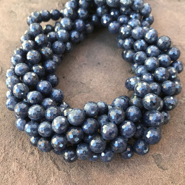 Sapphire Faceted 8mm Beads