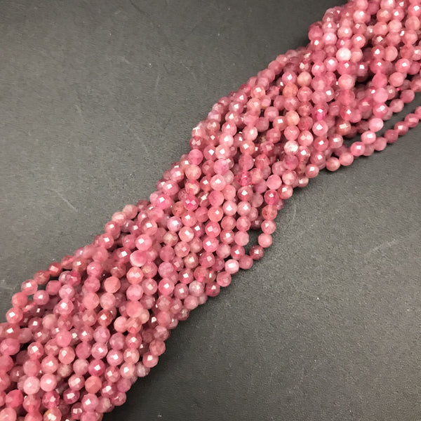 Pink Ruby Faceted 4mm Beads