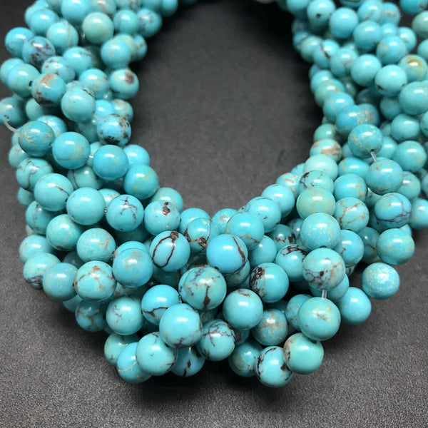 Turquoise, Blue with Matrix, 6mm Round